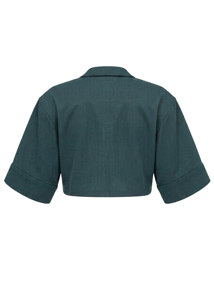 Green Rib Cropped Resort Shirt – Back view
