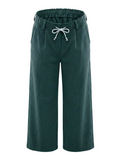 Green Rib Wide-Leg Trousers – Front view