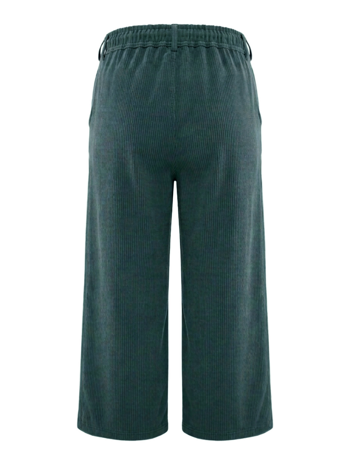 Green Rib Wide-Leg Trousers – Back view
