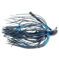 Greenfish Tackle Little Rubber Jig in black and blue with a weighted head and numerous rubber skirt strands designed for effective fishing tackle use.