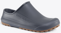 Grundens Fish-On Slip-On waterproof slip-resistant fishing shoe in dark gray with a textured sole designed for comfort and durability in wet fishing environments.