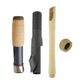 Set of four fishing rod components including a cork handle grip, black reel seat, slim cork rod handle, and a small textured cork ring for repairing or customizing with the Handle Kit - VSS Spinning V16HKC.