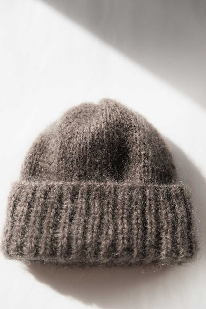 Handmade mohair silk beanie in brown - RMS kid mohair and Mulberry silk blend