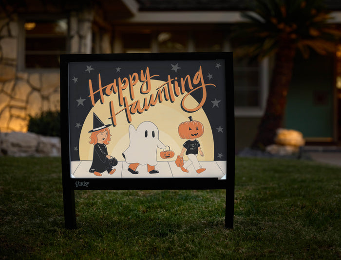 Happy Haunting Retro Halloween Yardsy Sign - Hero