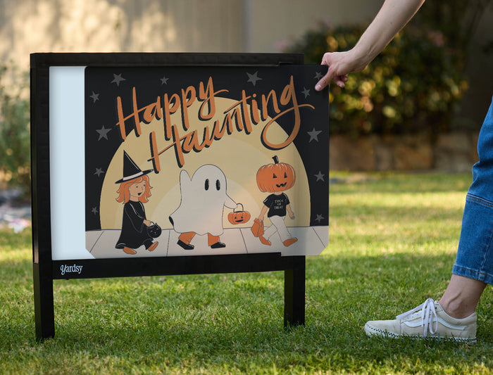Happy Haunting Retro Halloween Yardsy Sign - Interchangeable