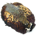 Hareline Ringneck Pheasant Skin showing layered brown, black, tan, and cream feathers with a natural pattern used for crafting fishing lures and fishing tackle.