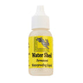 Small bottle of Hareline Water Shed Floatant with a white cap and yellow label, used as a permanent waterproofing liquid for fishing tackle and fly fishing gear.