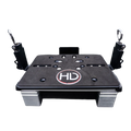 HD Innovations HD Shuttle Docking System (NO Rotator) black mounting platform with metal brackets and attachment points for secure fishing tackle or marine electronics installation.
