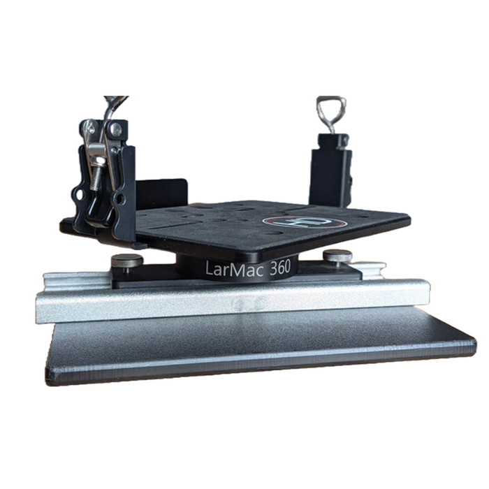 HD Innovations HD Shuttle Docking System w/Larmac 360 in black and silver with mounting hardware and a swivel base designed for secure attachment of marine electronics and fishing tackle accessories.