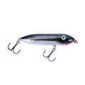 Heddon Super Spook Boyo fishing lure with a sleek black and silver body, detailed eye, and two treble hooks designed for effective musky and freshwater fishing.