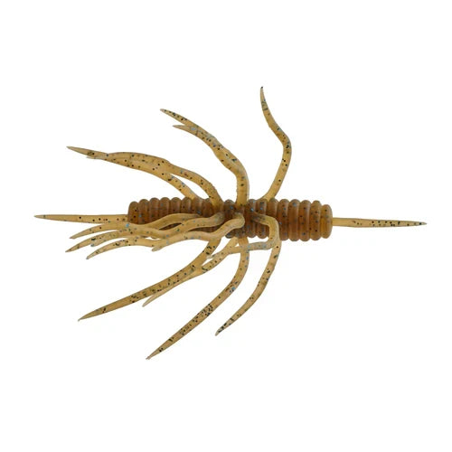 Hideup Coike Thunder Large (Elastomer) soft fishing lure in natural brown with black speckles, featuring multiple flexible appendages for lifelike movement in water.