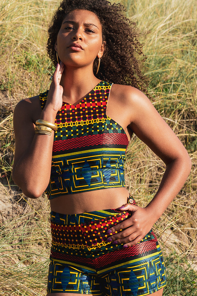 High Waist Shorts - Sanchi Print