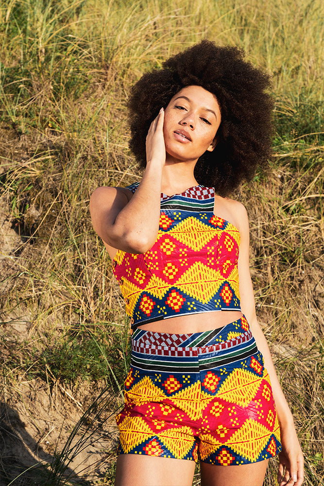 High Waist Shorts - Tuba Print