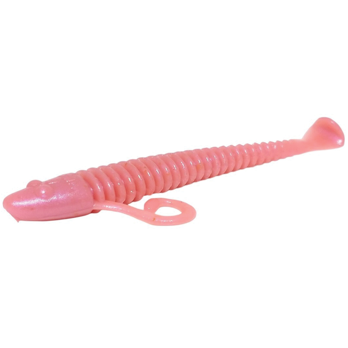 HMKL Alive Coby (Tournament Pack) soft plastic fishing lure in pink with ribbed body and tail, designed for use with fishing rods and reels in freshwater fishing tackle setups.