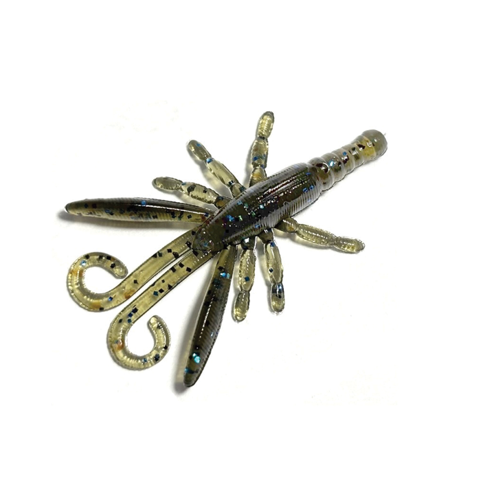 HMKL Alive Hog (Tournament Pack) soft plastic fishing lure designed to mimic a crawfish with multiple appendages and a natural translucent color with glitter accents.