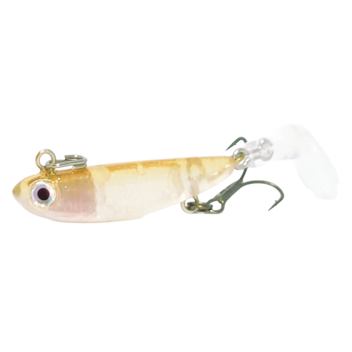 HMKL I-Bull 30 fishing lure featuring a translucent body with natural fish coloring, detailed eyes, and equipped with sharp hooks designed for effective fishing tackle use.