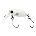 HMKL Inch Crank Rattlin' Une-R transparent white fishing lure with two black hooks designed for musky and freshwater fishing tackle.