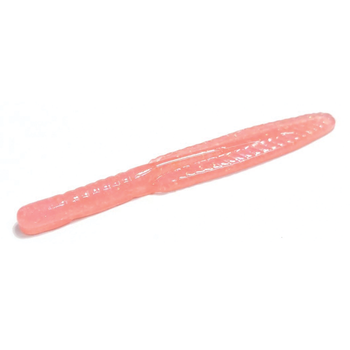 HMKL Paku Leech soft plastic fishing lure in pink color, designed for use in fishing tackle to attract fish with its realistic segmented body and flexible material.