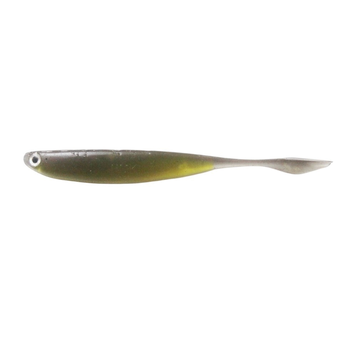 HMKL Super Alive Shad fishing lure in olive green and yellow, designed for lifelike action in water, ideal for musky and freshwater fishing tackle.