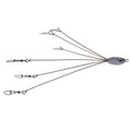 Hog Farmer Bait Company Mini Umbrella Rigs featuring a silver oval weight with multiple wire arms each ending in swivels and clips for attaching fishing lures or tackle.