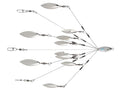 Hog Farmer Bait Company Mop Rig featuring multiple silver spinner blades attached to wire arms radiating from a small fish-shaped weighted head for fishing tackle use.