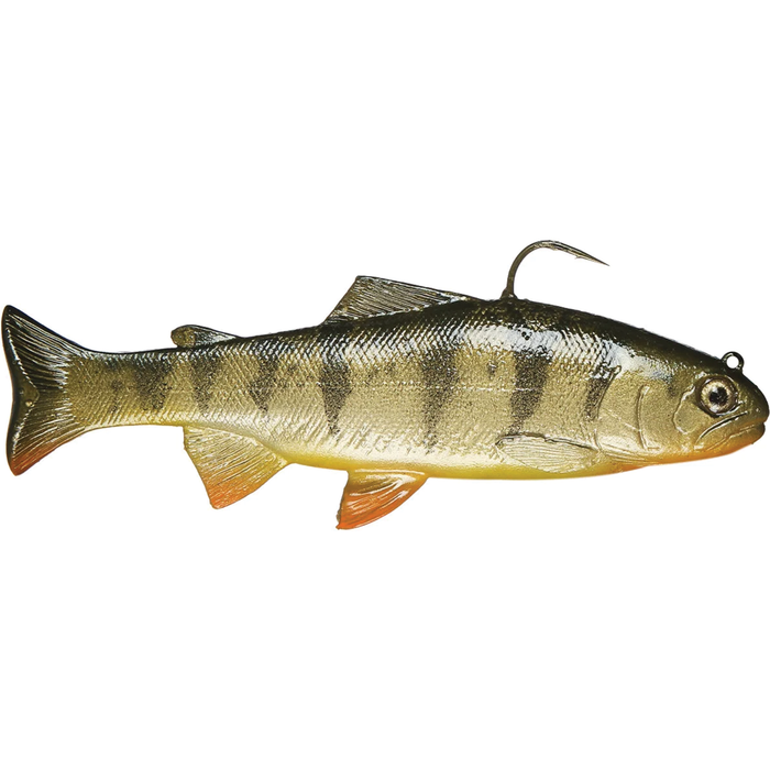 Huddleston Deluxe 6" Trout Swimbait designed to mimic a small trout with realistic color patterns, featuring a sharp hook for effective fishing tackle use.