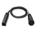 Humminbird AD 1429 Adaptor Cable PN:760030-1 is a black connector cable with a multi-pin round plug on one end and a rectangular socket on the other, designed for marine electronics and fishing tackle connections.