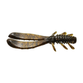 Issei AK Chunk soft fishing lure in dark brown with black speckles, featuring two broad paddle tails and segmented ribbed body for realistic movement in water.