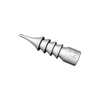 Kanji Tungsten Nail Sinker CP in metallic finish with a tapered, spiral design featuring size marking, used as fishing tackle for precise weight adjustment.