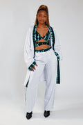 Kimono - White Rib / Deep Green