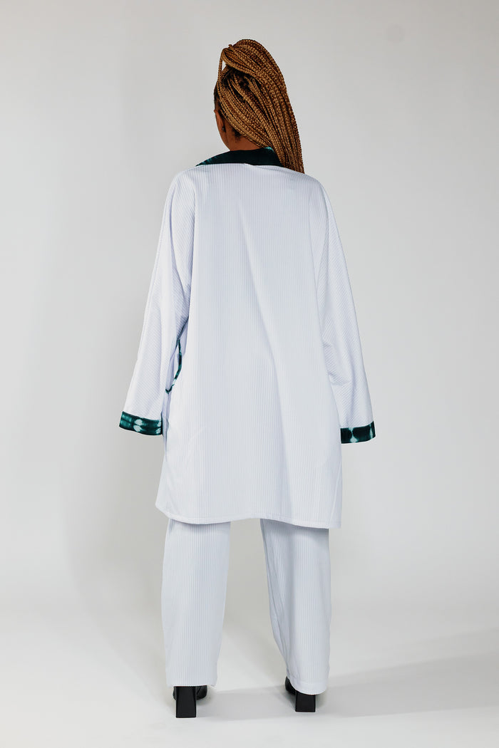 Kimono - White Rib / Deep Green