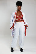 Kimono - White Rib / Deep Red