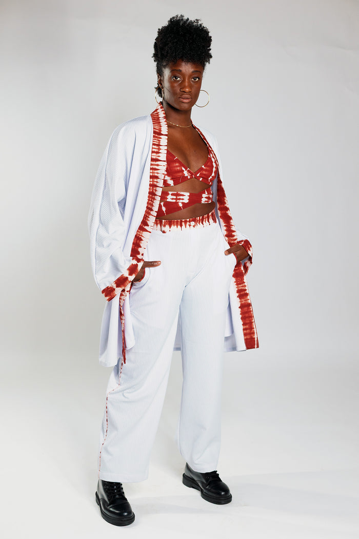 Kimono - White Rib / Deep Red