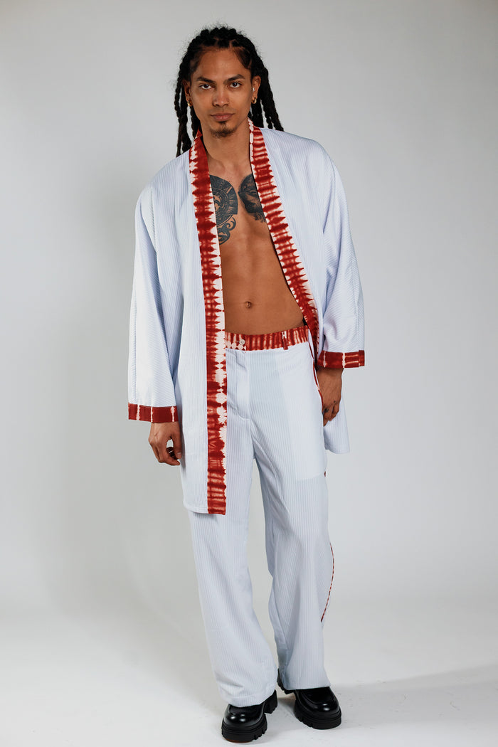Kimono Set - White Rib / Deep Red