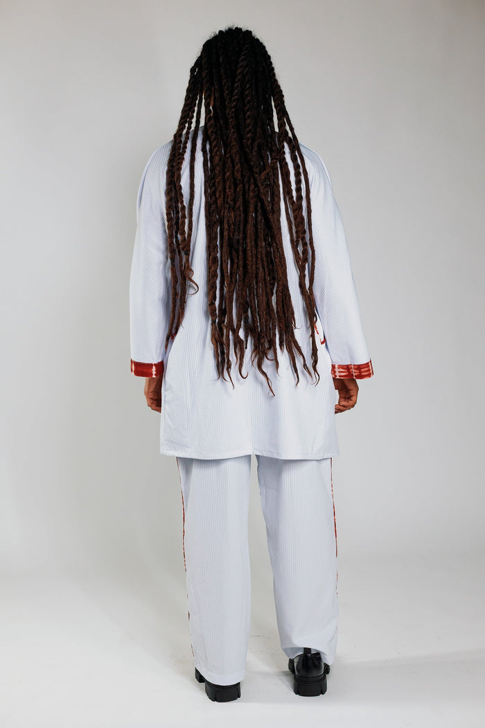 Kimono Set - White Rib / Deep Red