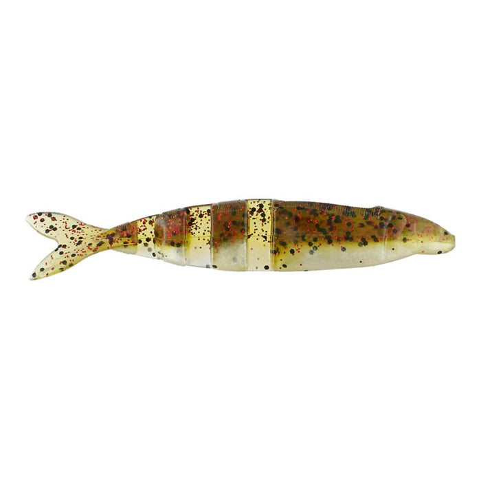 Lake Fork Trophy Lures Live Magic Shad soft plastic fishing lure with segmented body, realistic color pattern, and speckled details designed for effective fishing tackle use.
