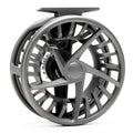 Lamson Liquid S HD fly fishing reel in matte gray finish with a lightweight, ventilated spool design and ergonomic handle for smooth fishing tackle performance.