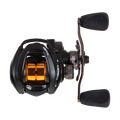 Lew's Pro Skip & Pitch Speed Spool SLP Casting Reel in black and gold with ergonomic handle grips designed for smooth casting and precise fishing tackle control.