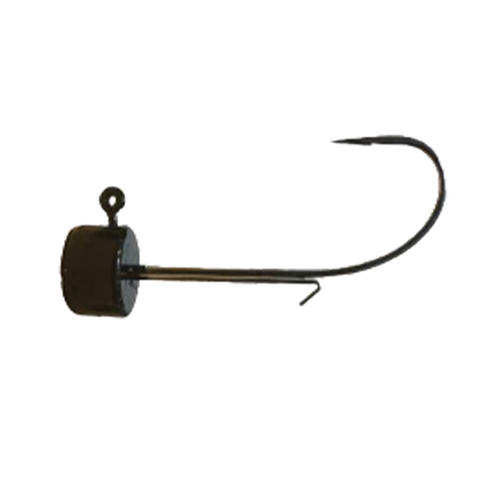 Limitless Felix's Big Ned Head featuring a dark weighted jig head with a sharp curved hook, designed for effective fishing tackle use in musky and ice fishing.