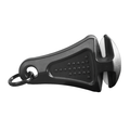 Line Cutterz Zipper Pull (Ceramic Blade) showing a black compact tool with a textured grip, a ceramic blade edge for cutting fishing lines, and a keyring attachment for easy carry.