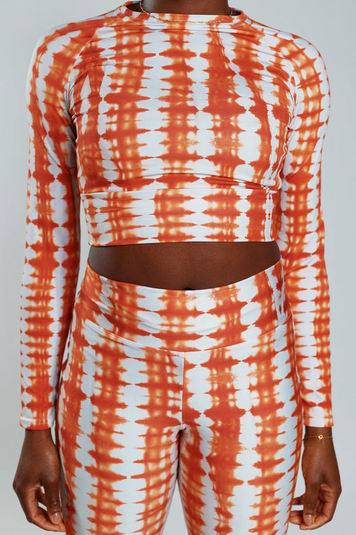 Long Sleeve Stretch Top - Orange