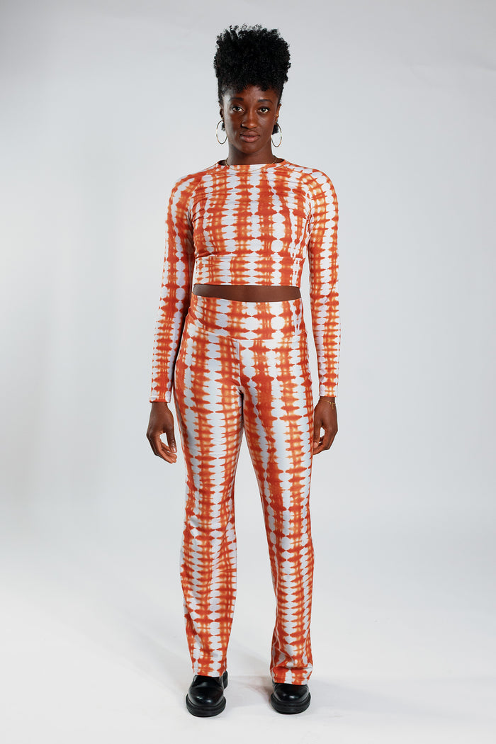 Long Sleeve Stretch Top - Orange