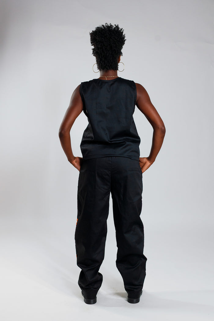 Loose Fit Cargo Trousers - Cargo Black / Orange