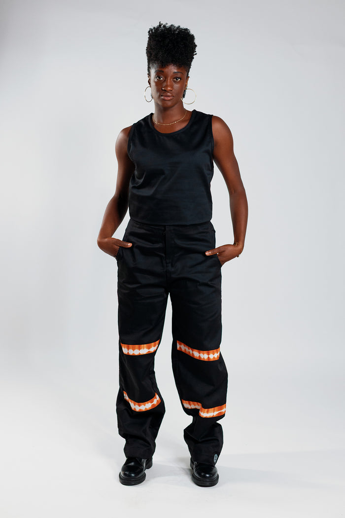 Loose Fit Cargo Trousers - Cargo Black / Orange