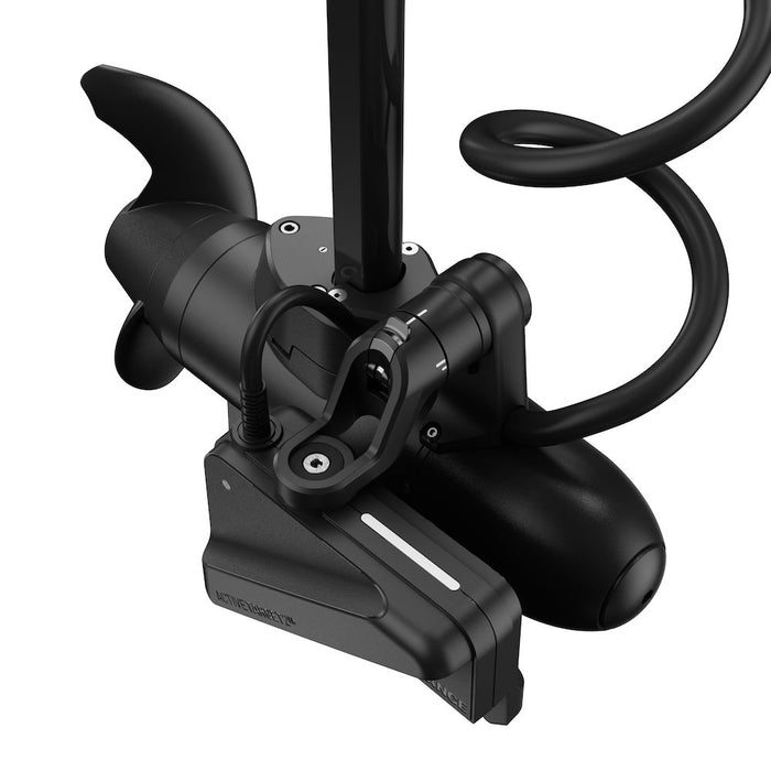 Close-up view of the Lowrance Active Target 2 XL Recon Mounting Kit PN:000-16501-001 showing its sleek black mounting bracket and cable designed for secure attachment of marine electronics on fishing vessels.