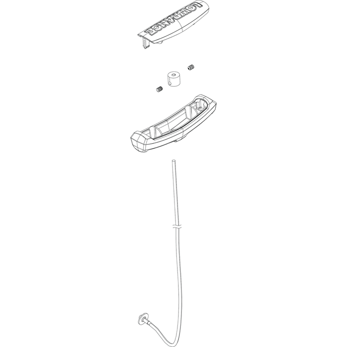 Exploded diagram of the Lowrance Ghost Pull Cable Kit 000-15280-002 showing individual components including the cable, housing parts, and connectors for marine electronics installation.