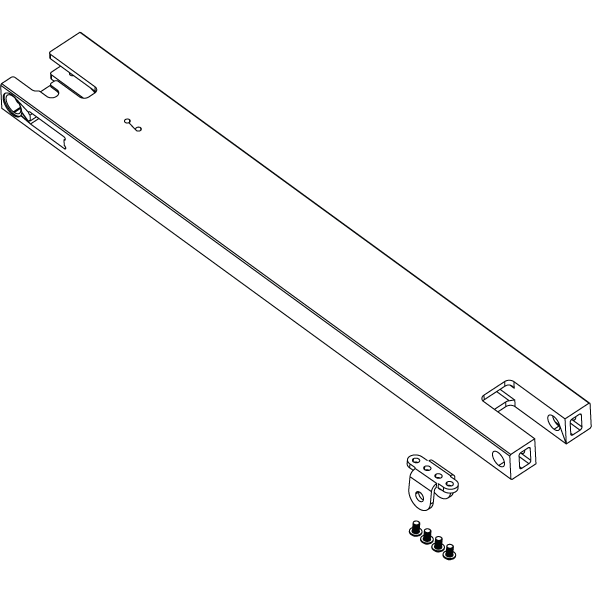 Line drawing of a Lowrance Ghost Push Rod Kit, 52"/60" PN:000-15677-001 showing two elongated rectangular rods with connectors and mounting hardware including a small bracket and screws, designed for fishing tackle and marine electronics applications.