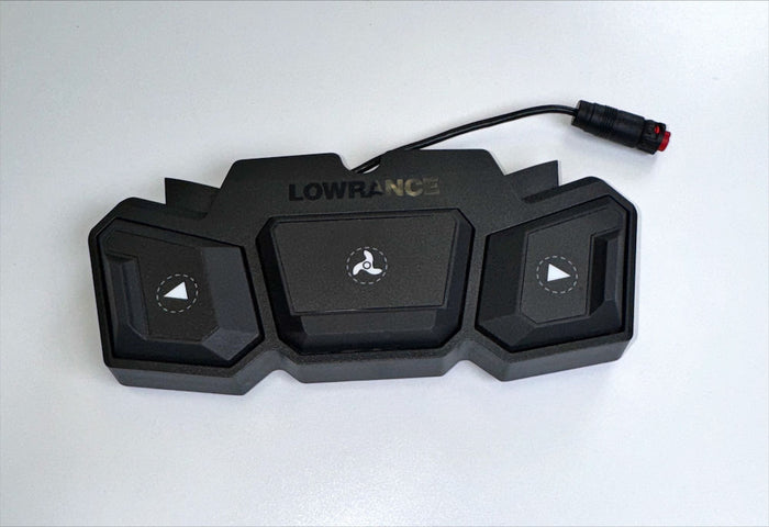 Lowrance Recon Key Module Assy Lower, Pedal, Advance Wireless PN:000-16415-001 in black with three distinct buttons and a wired connector, used for marine electronics control.