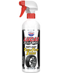 Lucas Slick Mist Tire and Trim Shine 24oz. 10513 spray bottle with red trigger, designed for fast and easy tire and trim cleaning and shining, shown with product label.