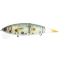 Madotachi Hanitas LR Plus fishing lure with segmented jointed body in translucent green and white with yellow tail, designed for realistic movement in water.